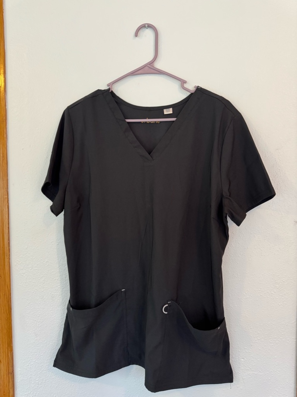 Urbane Black V-Neck Short Sleeve Scrub Top